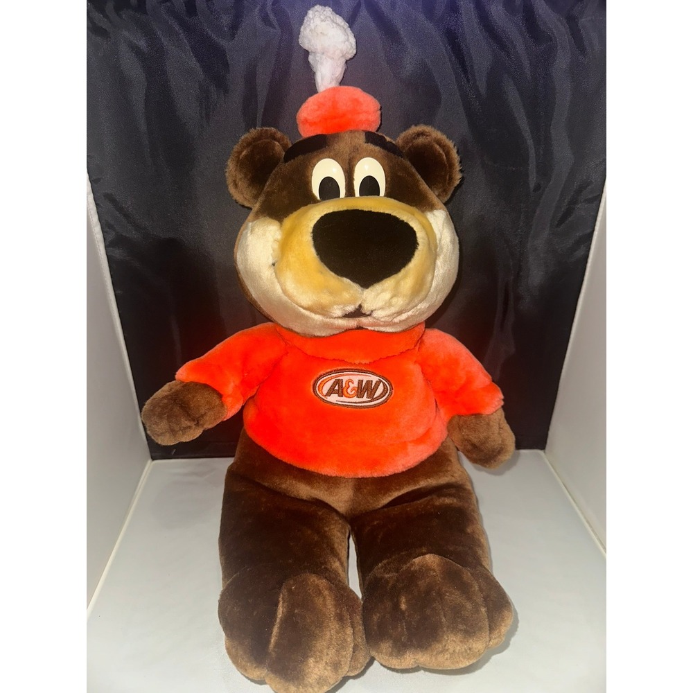 Vintage A&W Root Beer Great Root Bear Plush Large 18 Inch Stuffed Animal Mascot